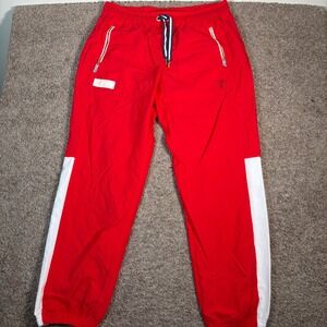 Vintage Starbury‎ Track Pants Red White Colorblock Drawstring Baggy Mens M